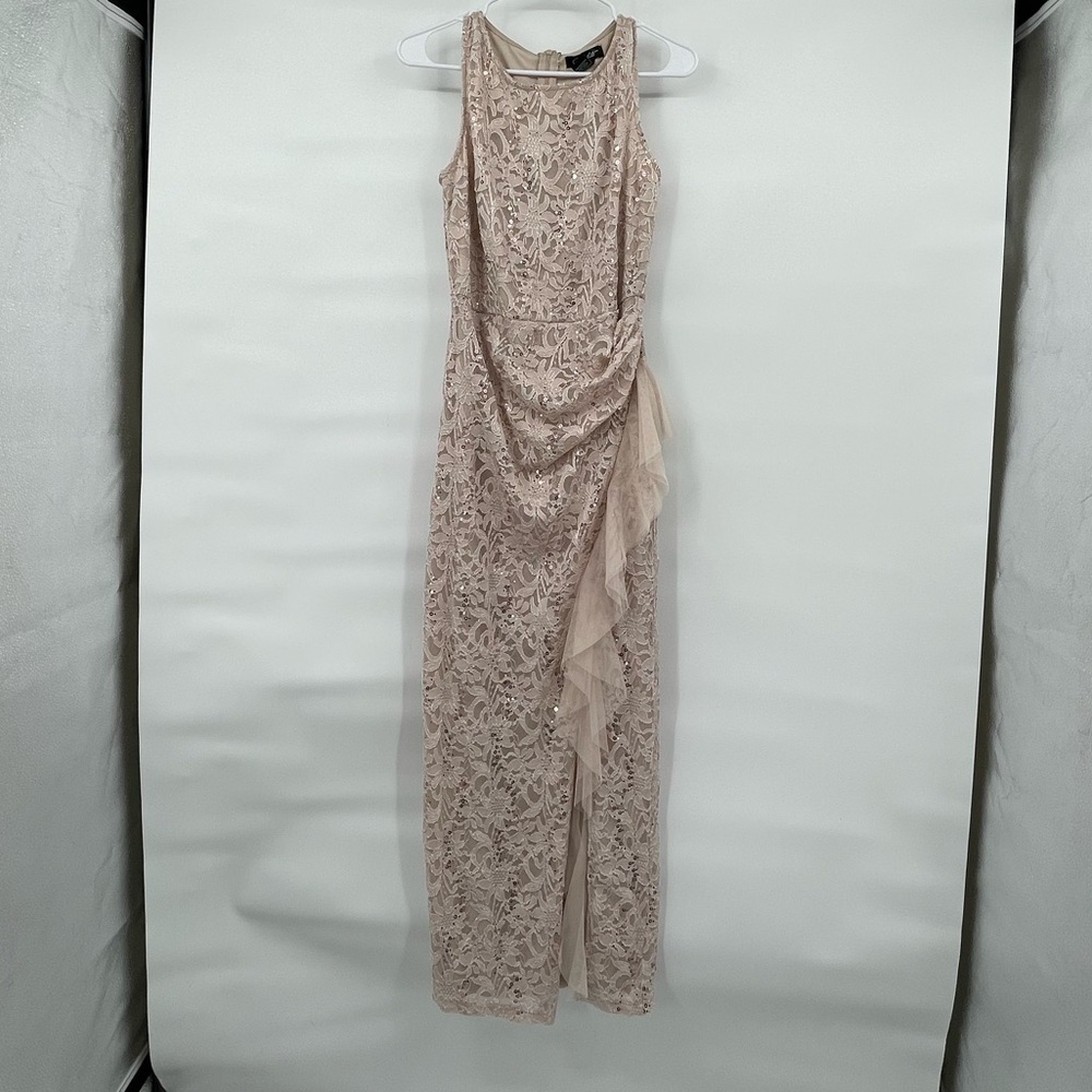 Candalite NWT lace sleeveless ruffle slit maxi dress